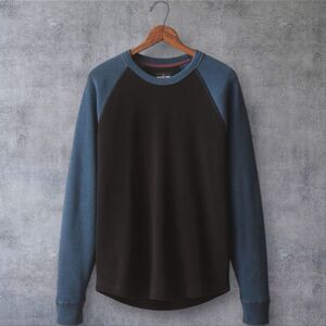 American Giant Sweater Mens M Blue Black French Rib Raglan Colorblock Sweatshirt